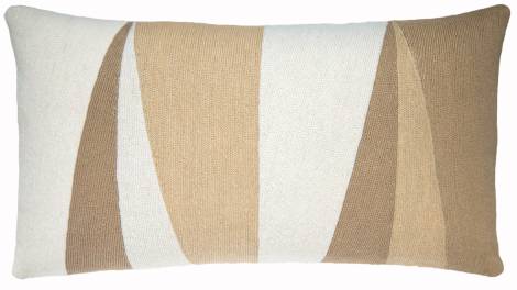 Judy Ross Textiles Hand-Embroidered Chain Stitch Blade 14x24 Throw Pillow cream/wheat/blonde